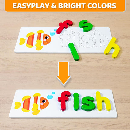 ABC Alphabet Learning Wooden Puzzle Flash Cards for Preschool Kids Ages 3+