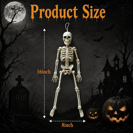 5-Piece 16in Hanging Skeletons, Spooky Halloween Decorations & Party Favors