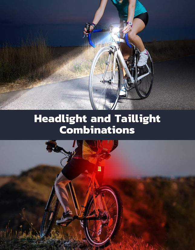 Bike Lights for Night Riding – Headlight & Taillight Set, USB Rechargeable