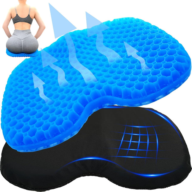 Blue Cooling Gel Seat Cushion with Waterproof Cover – Kayak, Car & Office Use