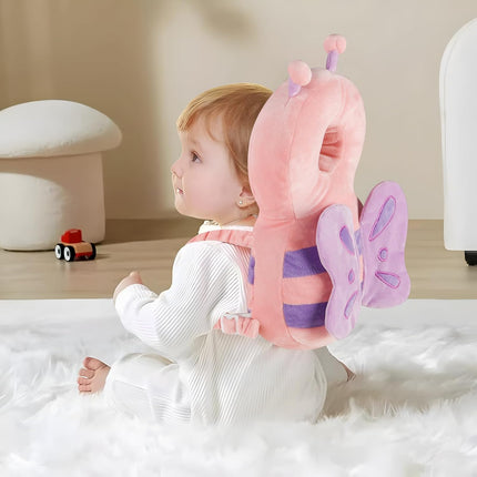 Baby Head Protection Backpack Toddler Walking Safety Cushion Adjustable Pad Pink Butterfly