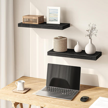 Wall Floating Shelves 15.7" Black, Set of 2 – Bedroom, Bathroom, Kitchen