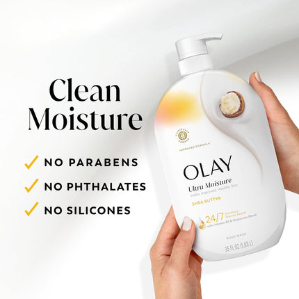 Ultra Moisture Body Wash for Women, Shea Butter, Vitamin B3 & Hyaluronic Blend