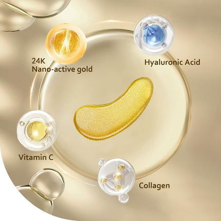 24K Gold Eye Mask – Reduces Wrinkles, Dark Circles & Puffiness, 30 Pairs