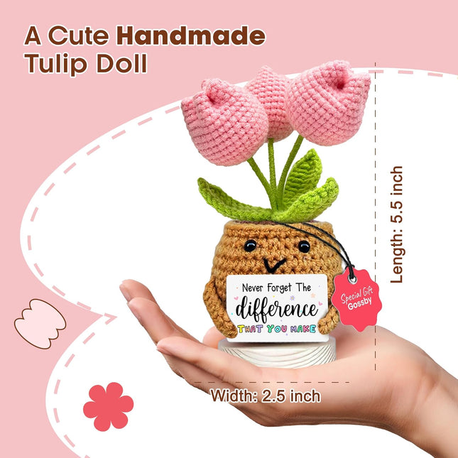 Handmade Positive Tulip Flower Crochet – Inspirational Gift for Women, Teacher, Mom