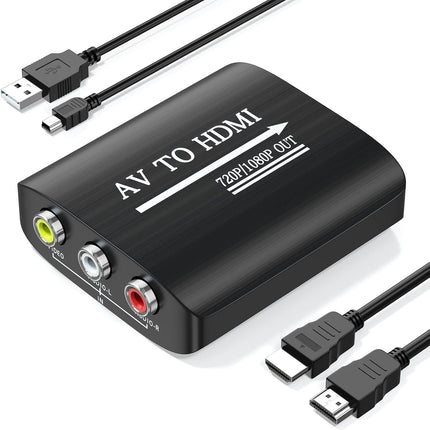 RCA to HDMI Converter with Cable – AV to HDMI Adapter for PS, Xbox & DVD