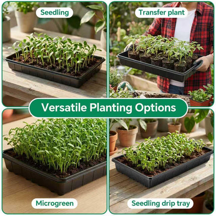 10-Pack Plant Growing Trays, 17 x 11 Inch No-Drain Seedling & Microgreen Trays