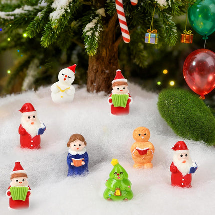 16PCS Mini Christmas Figurines – Snowman, Carolers & Gingerbread Resin
