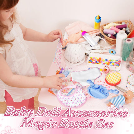 15Pcs Baby Doll Accessories Set, Pretend Feeding Toys with Bottles & Pacifiers