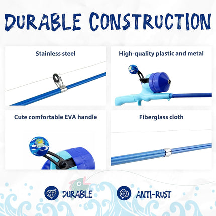 Kids Fishing Rod & Reel Combo, Telescopic Pole with Tackle Box & Fishing Gear