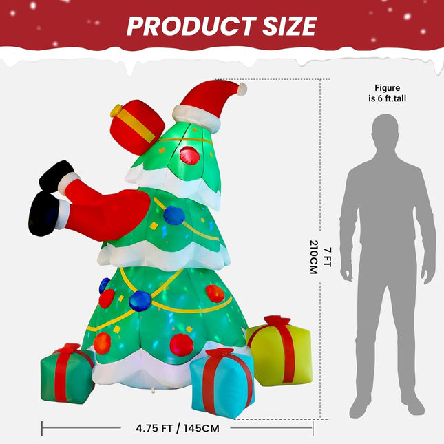 7FT Inflatable Christmas Tree – Outdoor Decoration with Built-in LEDs & Blow-Up Santa