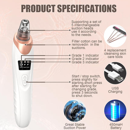 2026 Blackhead Remover Vacuum with Adjustable Suction & USB Charging