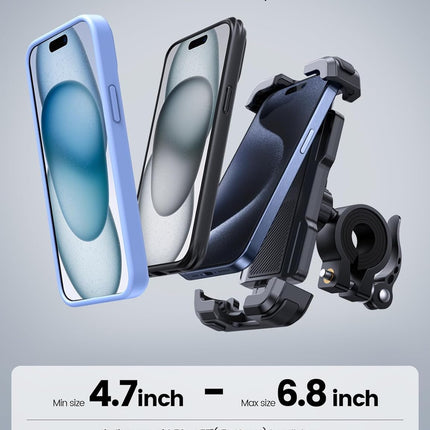 Bike Phone Mount Holder, Adjustable Handlebar Cradle for 4.7-6.8in iPhone & Phones