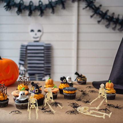 6-Piece 6in Mini Skeleton Figurines, Halloween Haunted House & Party Favors Decor