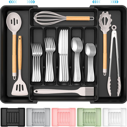 Extra Large Expandable Silverware Organizer – Adjustable Kitchen Utensil Holder