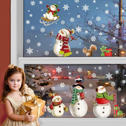 Christmas Snowflake Window Clings – Reusable Stickers for Winter Decorations