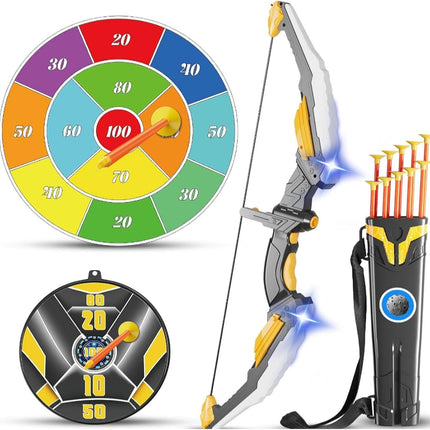 Light Up Archery Set for Kids – Bow, 10 Arrows & 2 Targets, Indoor/Outdoor