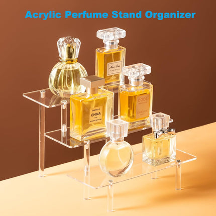 3 Tier Acrylic Display Risers Clear Shelf Stand for Perfume Cupcakes Figures