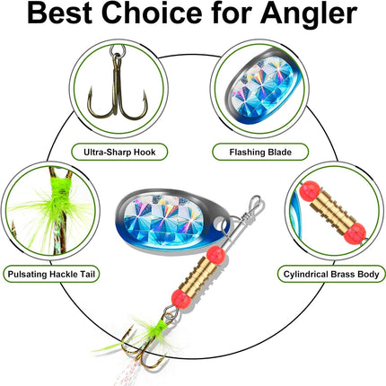 Spinner Fishing Baits with Copper Blade for Bass, Trout & Freshwater Fish
