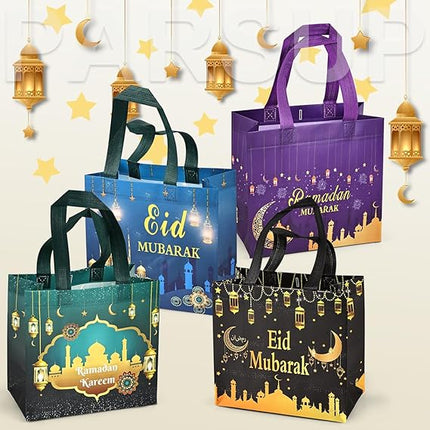 8PCS Eid Mubarak Reusable Gift Bags with Handles Ramadan Party Favor Bags
