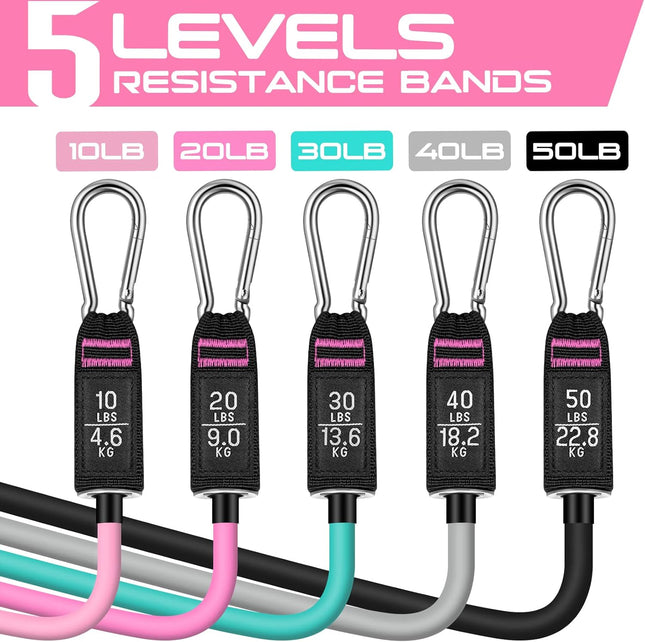 150LBS Resistance Bands Set – Workout Bands with Handles & Ankle Straps for Exercise