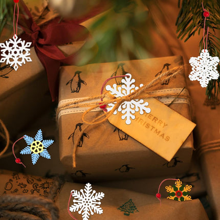 36-Piece Wooden Snowflake Ornaments for Christmas Tree – White Holiday Decorations & Pendants