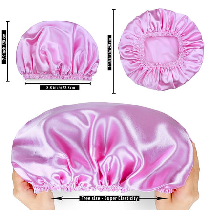 Shower Caps for Women – 4 Pack, Reusable, Double Waterproof, Solid Color