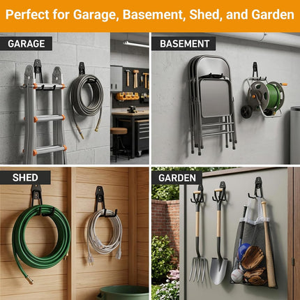 6-Pack Heavy-Duty Garage Wall Hooks, Round Utility Hangers for Bikes, Tools & Ladders