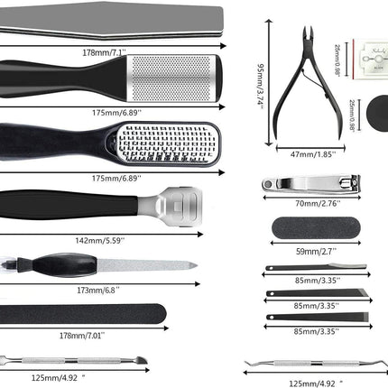 36-Pc Pedicure Kit, Stainless Steel Foot Care Set with Callus Remover & Nail Tools