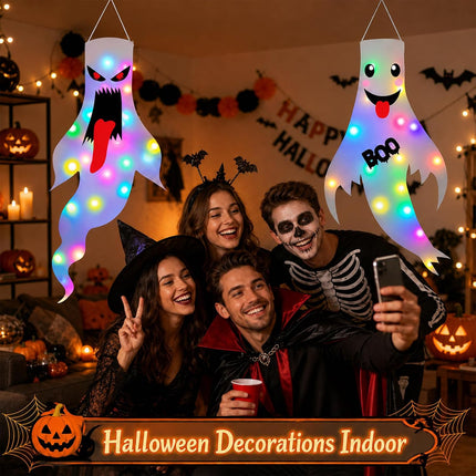 2-Pack Light-Up Halloween Ghost Decorations with LED Lights for Yard & Porch