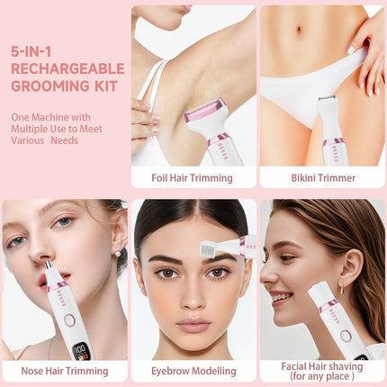 5 in 1 Electric Razor for Women Facial Eyebrow Nose Hair Bikini Trimmer