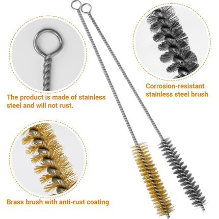 16PCS Tube Cleaning Brushes, 8 Sizes 12in Brass Stainless Steel Pipe Cleaner Set