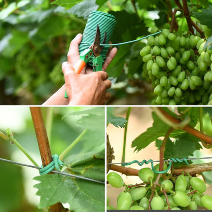 80ft Green Plant Twist Ties with 20 Clips – Soft, Durable for Gardening & Organization