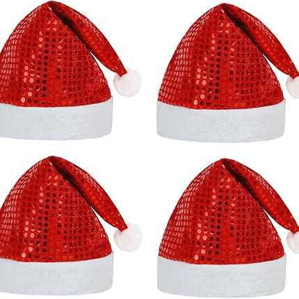Red Sequin Santa Hat for Adults – Christmas Party Costume & Holiday Home Decor