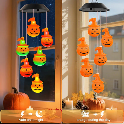 Solar Pumpkin Outdoor Lights, Halloween Fall Garden Yard Patio Porch Hanging Decor