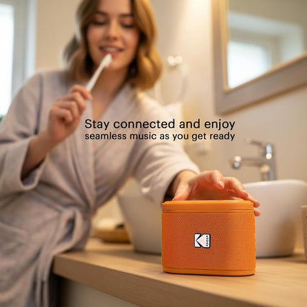 Portable Bluetooth Speaker, IPX4 Waterproof, 5H Playtime, Stackable, White