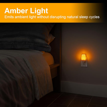 2-Pack Amber Night Lights – Plug-in, Dusk-to-Dawn Sensor, Bedroom & Bathroom