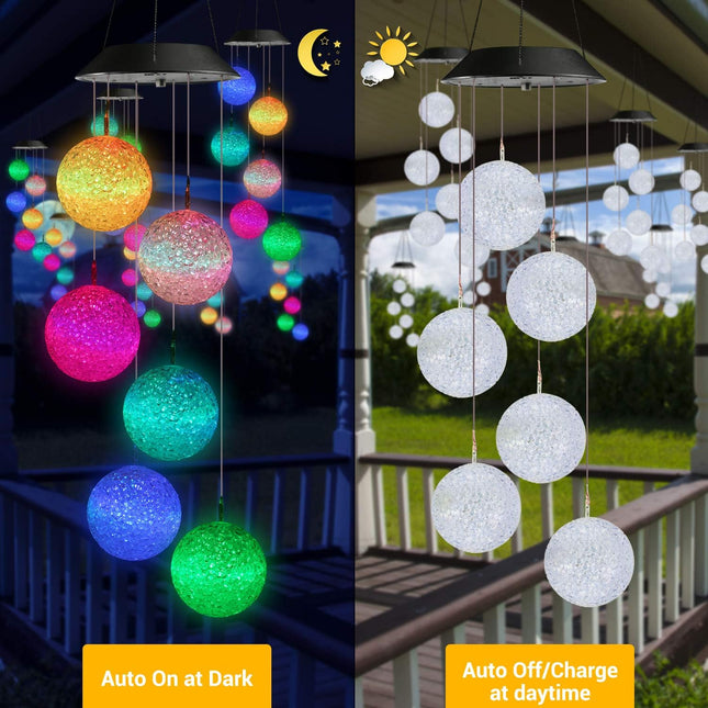 Solar Wind Chime – Color Changing LED Ball, Waterproof Outdoor Decor