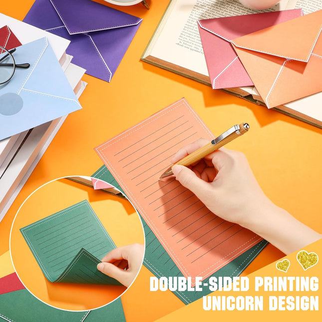 160 Pcs Stationery Set – 50 Double-Sided Papers, 50 Envelopes, 60 Stickers