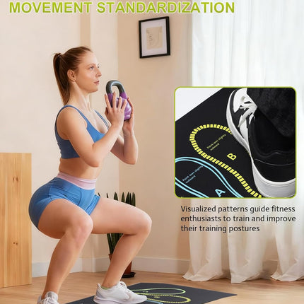 Large Squat Target Mat – 4mm Thick Exercise Mat with Foot Positioning Guide