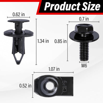 45PCS Engine Splash Shield & Fender Liner Retainer Clips, Bolts & Screws, Black