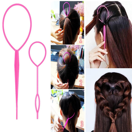 8PCS Hair Brush Set Topsy Tail Tool Teasing Brush Rat Tail Comb Pink