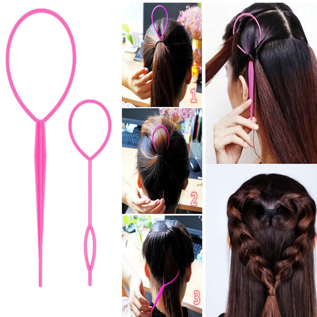 8PCS Hair Brush Set Topsy Tail Tool Teasing Brush Rat Tail Comb Pink