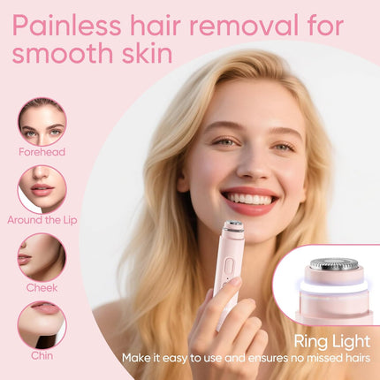 Facial Hair Remover & Eyebrow Trimmer – LED Light, Rechargeable, Painless