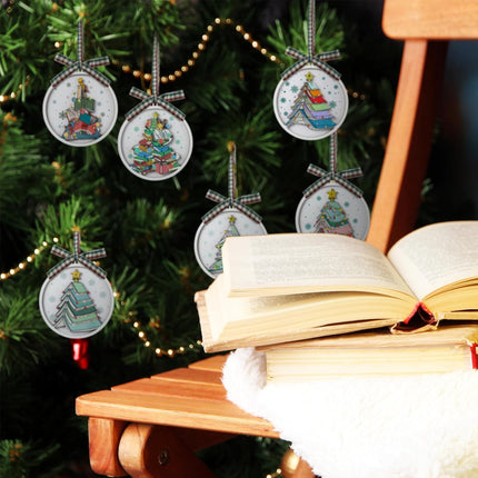 6 Pcs Christmas Book Ornaments, Tree Hanging Decorations for Book Lovers & Librarians