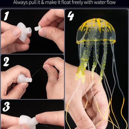 6 Pcs Glowing Jellyfish Aquarium Ornaments Colourful Silicone Fish Tank Decorations