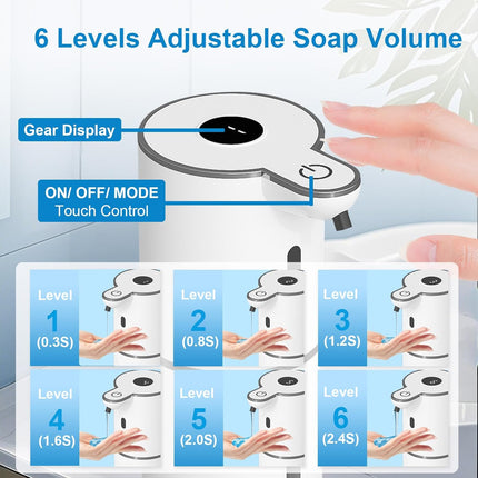 Automatic Touchless Soap Dispenser – USB Rechargeable, 6-Level Adjustable
