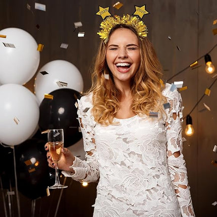 2-Piece NYE Headbands – Gold & Silver Glitter Crowns for Women Party