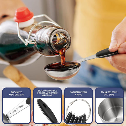 10 Pack Measuring Cups and Spoons Set Heavy Duty Dishwasher Safe Black