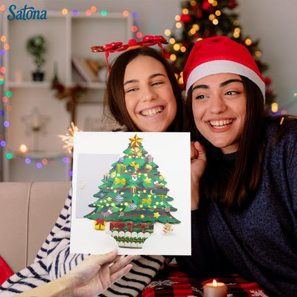 Christmas Pop-Up Greeting Card – 3D Santa, Snowman & Tree Holiday Card
